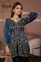 Teal Pakistani Straight Suit