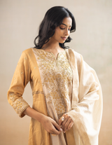 Gold-Beige Tusser Silk Suit