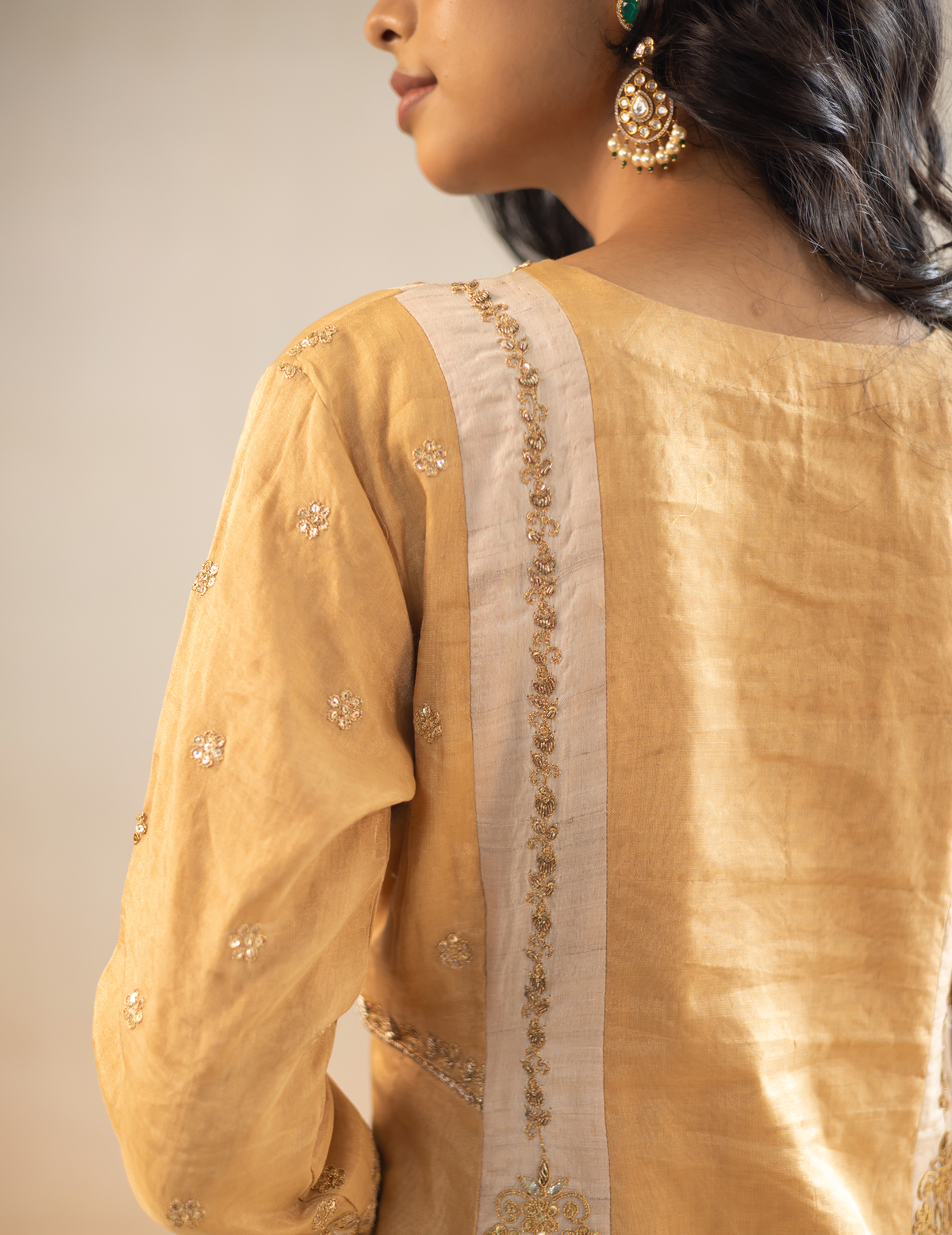 Gold-Beige Tusser Silk Suit