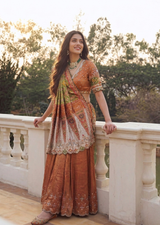 Metallic Red & Green Mochi Work Kanjiwaram Tissue Lehenga Set