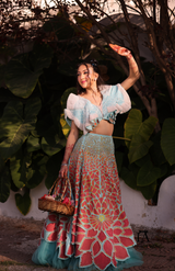Powder Blue Handpaint Cutwork Set