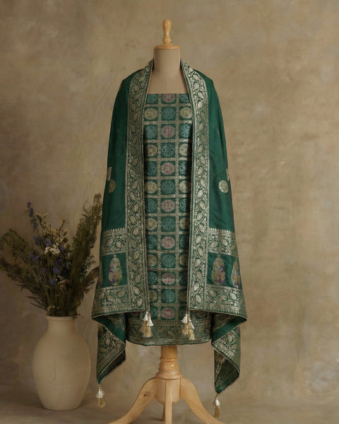 Banarasi Suit With All-Over Weaving Work