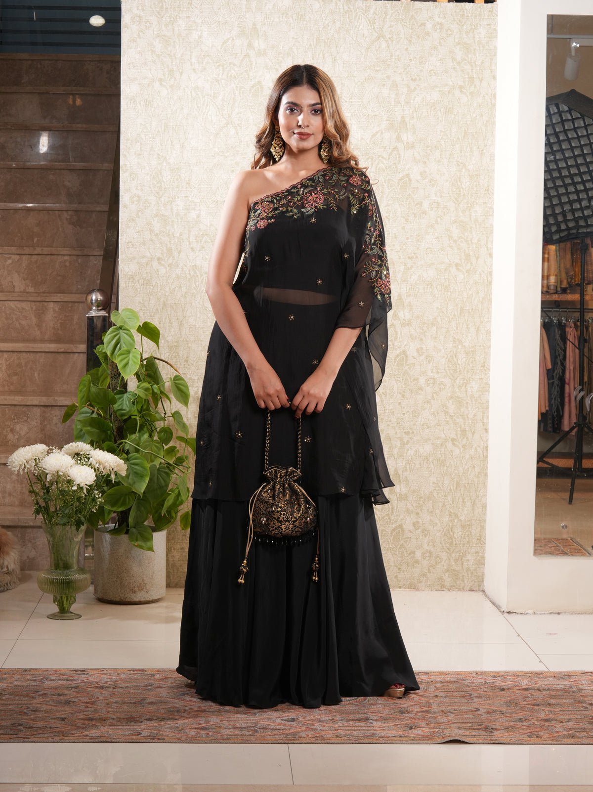 Taraash-Black Off-Shoulder