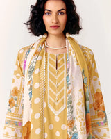 Pure Cotton Lawn Suit With Crochet Detailing (Front, Hem, Sleeves) & Pearl Buttons