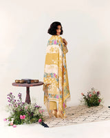 Pure Cotton Lawn Suit With Crochet Detailing (Front, Hem, Sleeves) & Pearl Buttons
