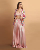 Namaste India Sequin Blouse, Pants & Satin Silk Jacket Set
