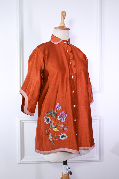 Tangerine Chanderi Shirt