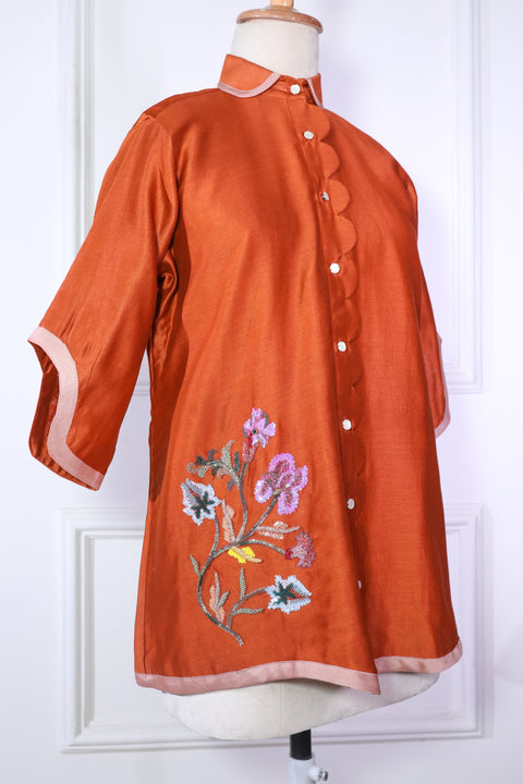 Tangerine Chanderi Shirt