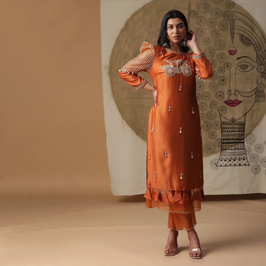 Burnt Orange Palki Suit Set
