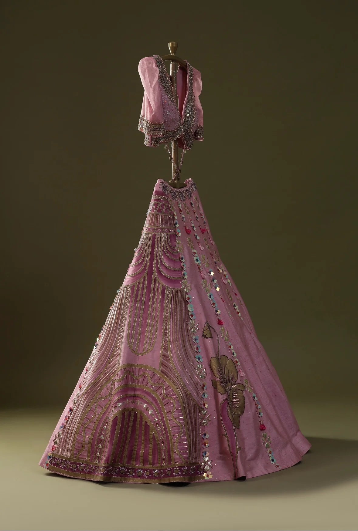 Rosy Pink Handpainted Lehenga Set