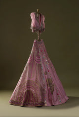 Rosy Pink Handpainted Lehenga Set