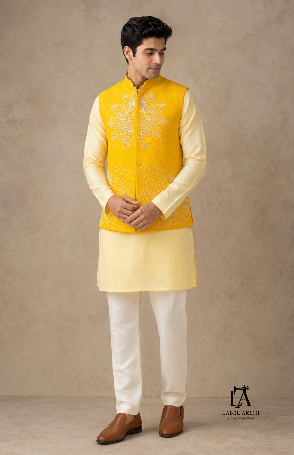 Yellow Button Nehru Jacket