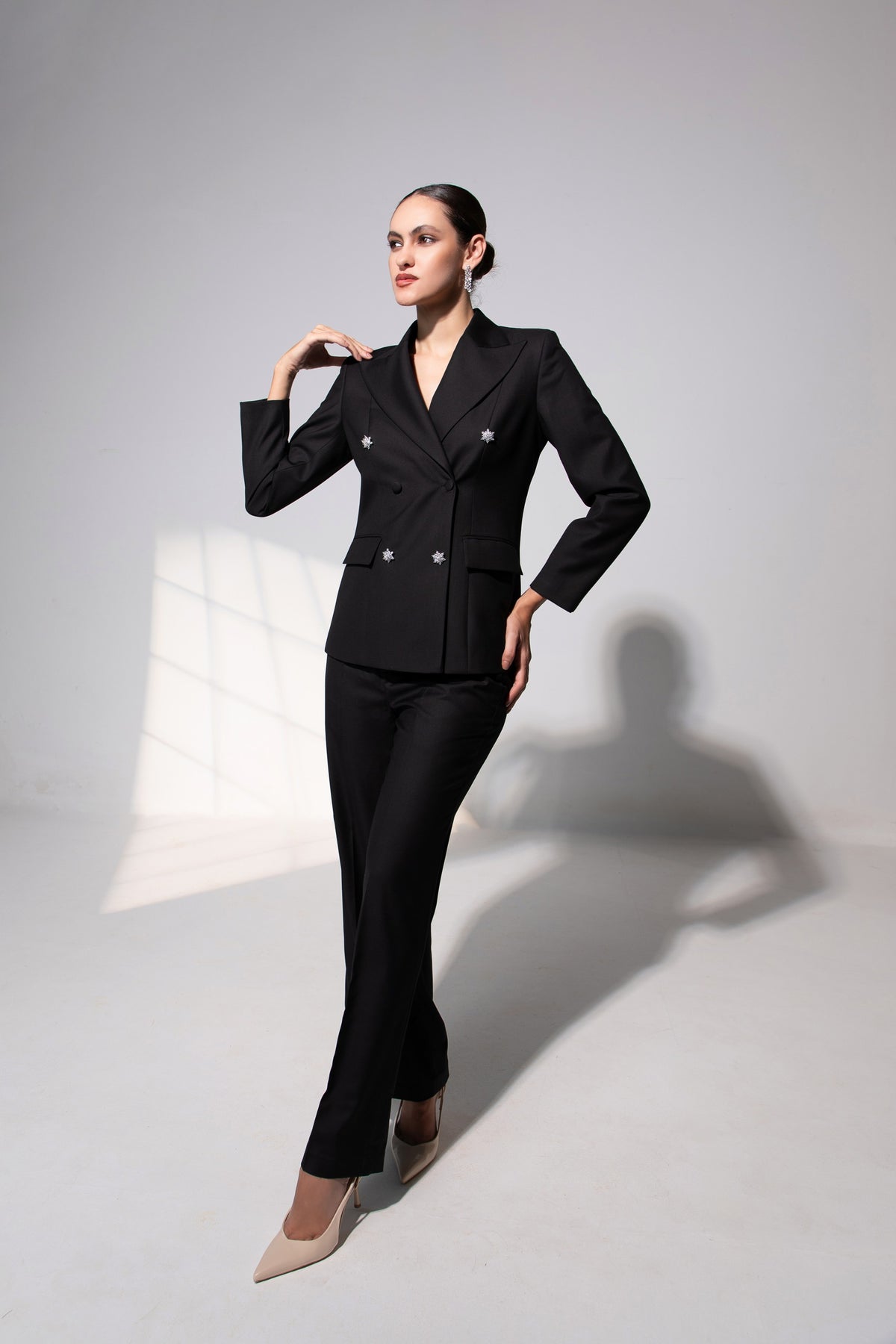 Double Breasted Suit Ensemble in Midnight