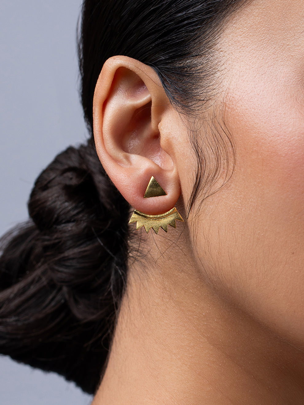 Golden Triangular Jacket Earrings