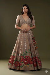 Leopard Handpainted Lehenga Set