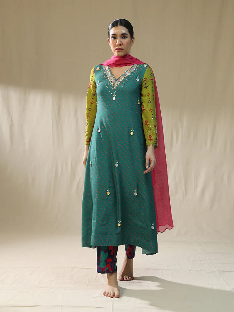 Emerald Green A line Suit Set
