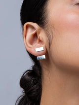 Silver Biscuit Drop Earrings