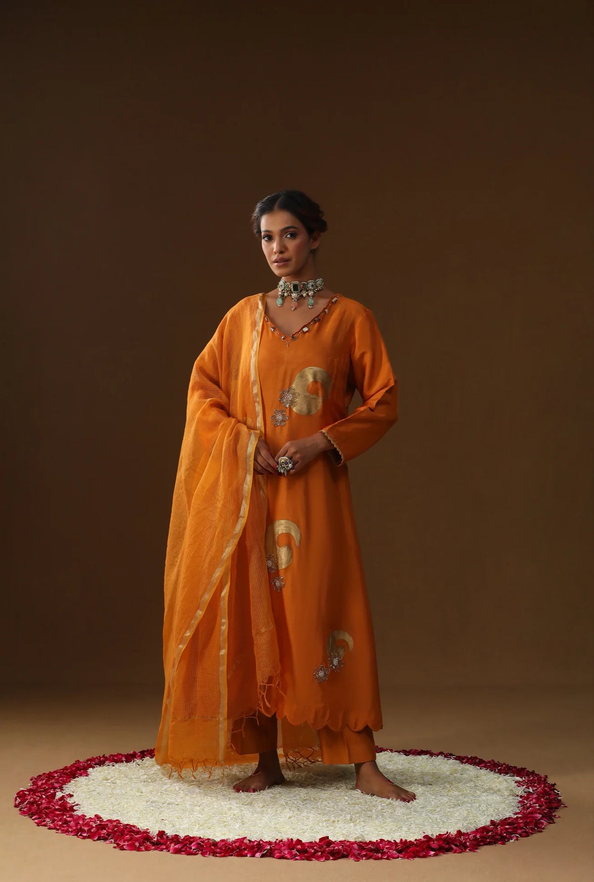 Golden Stroke Orange Suit Set