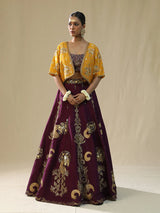 Purple Brushstroke Lehenga Set