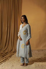 Ice Blue Foil Painted Suit Set