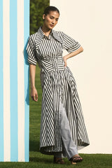 Corset Stripe Midi Dress