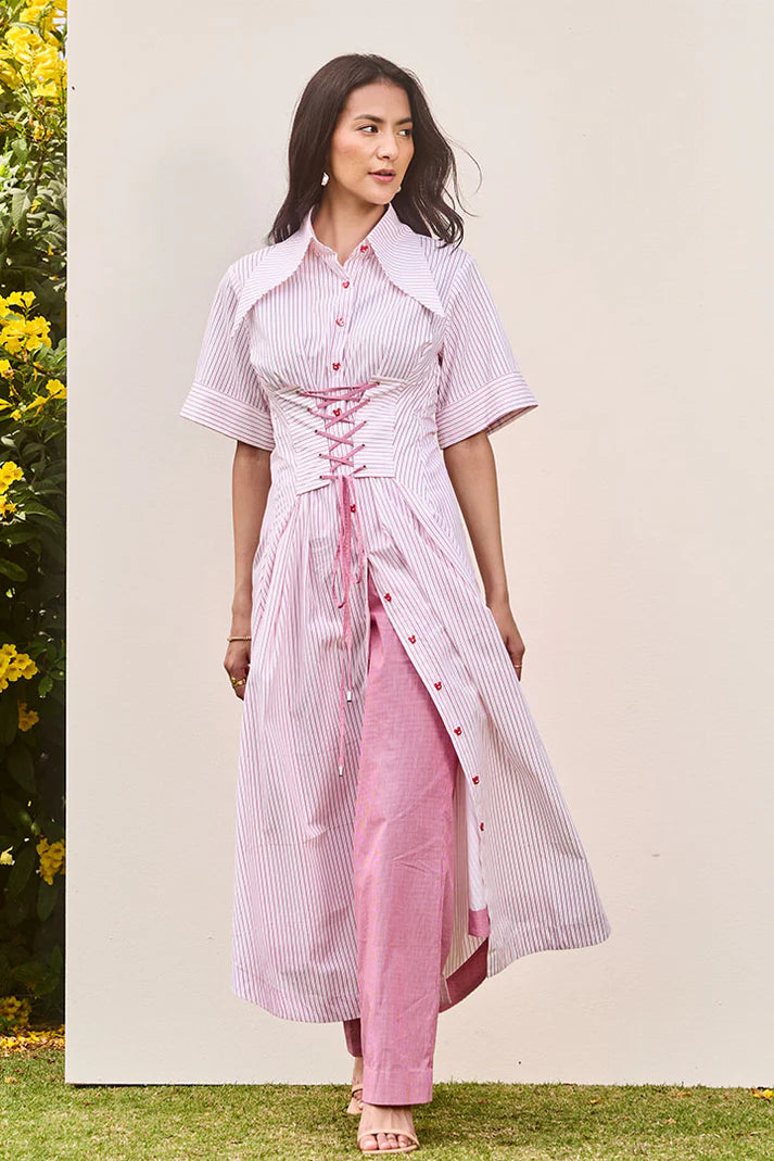 Corset Stripe Midi Dress