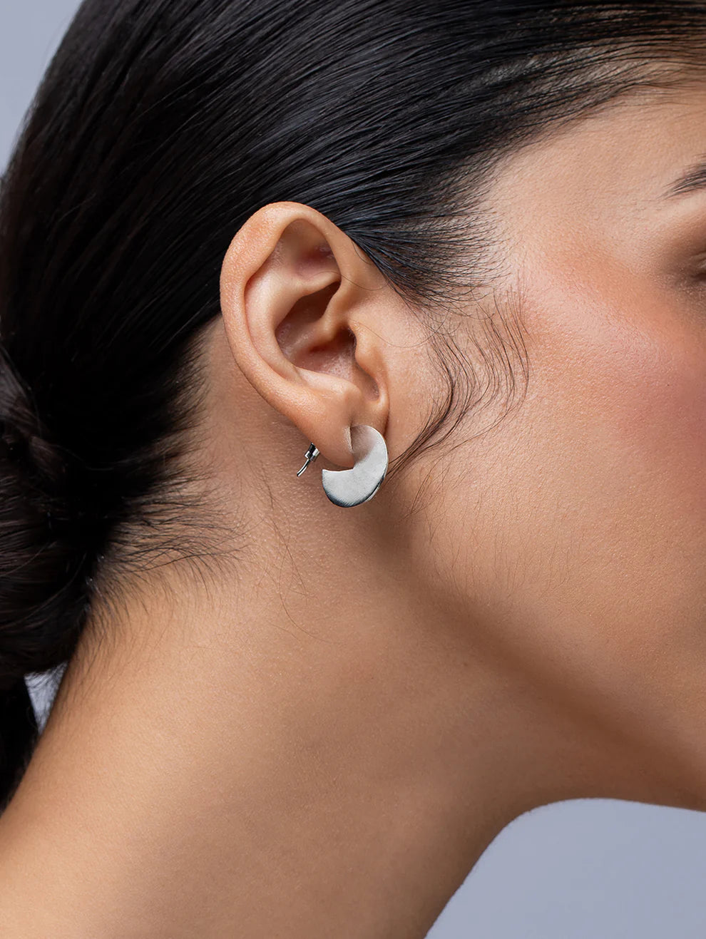 Silver Crescent Earrings