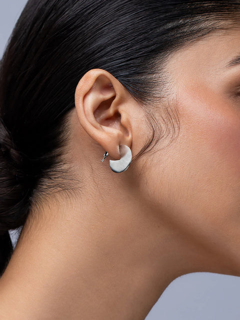 Silver Crescent Earrings
