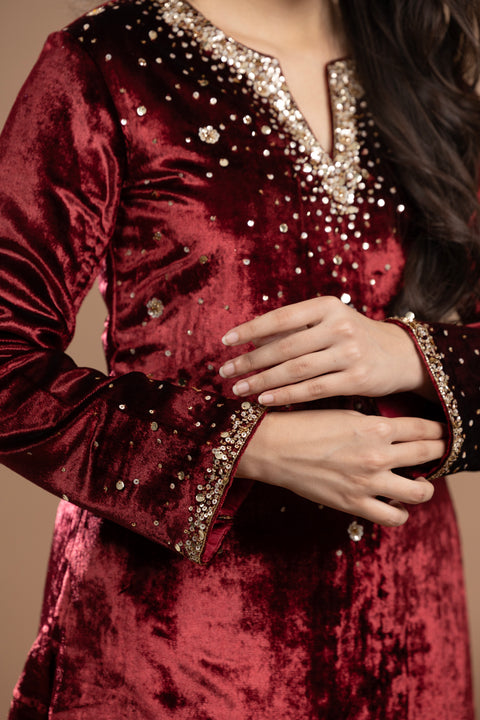 Velvet Kurta Set