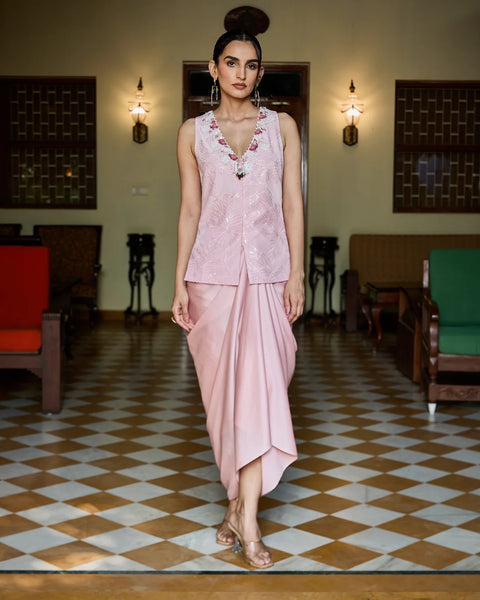 Noor Draped Skirt And Top Set