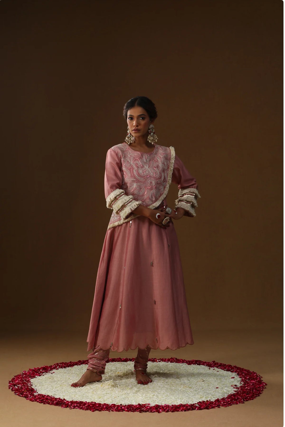 Old Rose Shringaar Ras Handpainted Suit Set