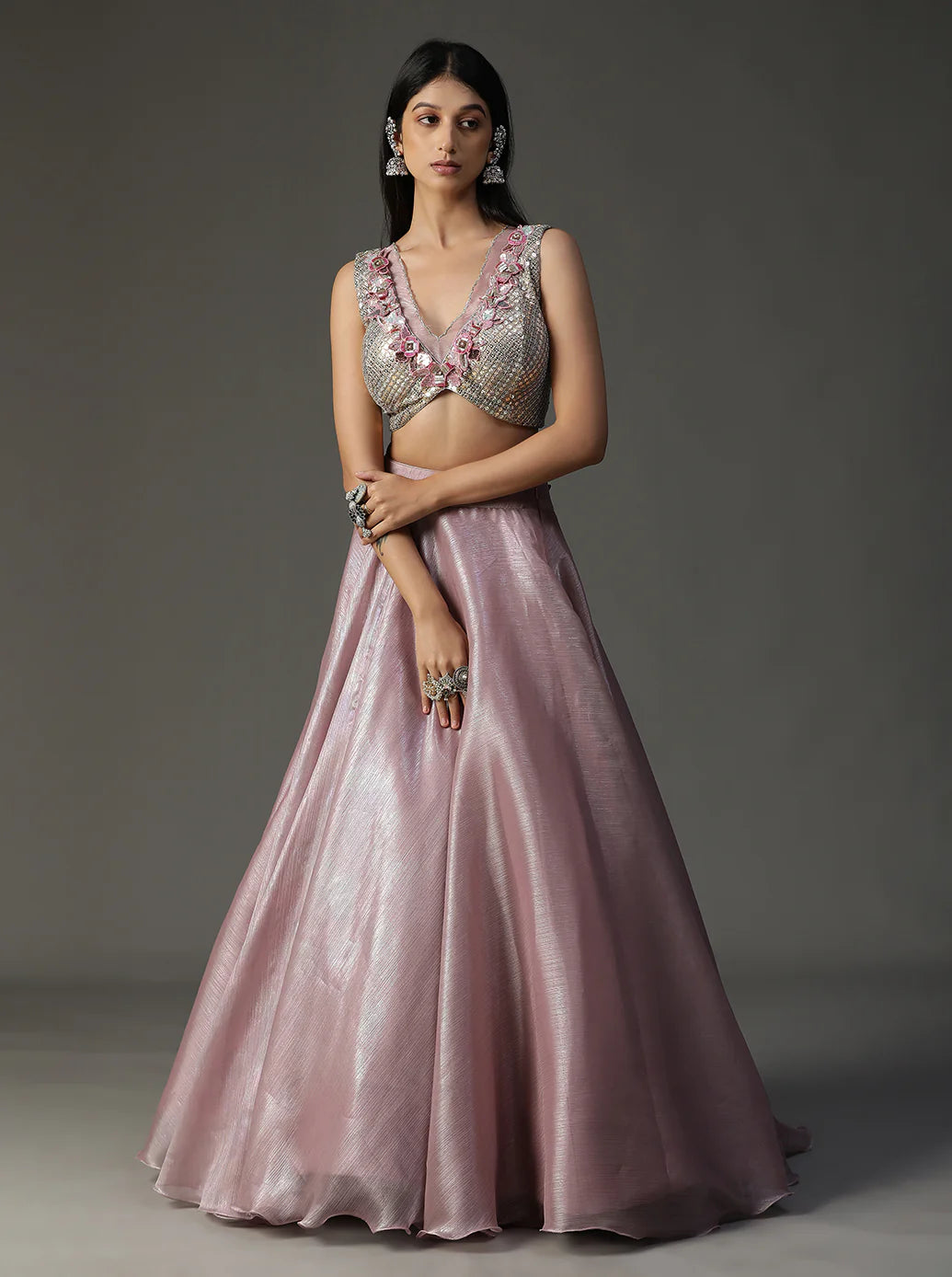 Lilac Organza Lehnga Set