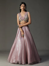Lilac Organza Lehnga Set