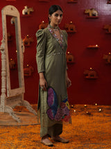 Pista Green Handpainted Suit Set