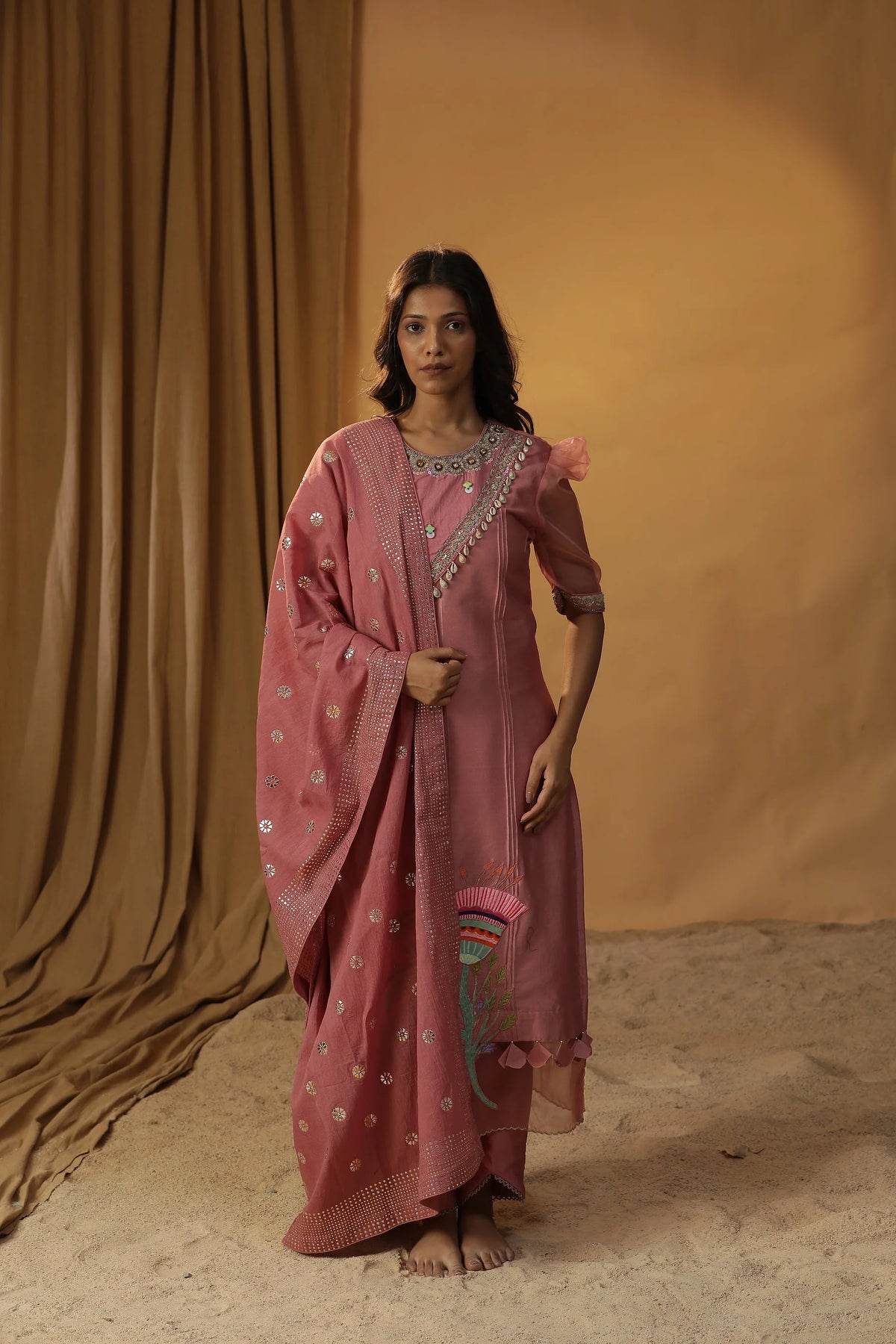 Canyon Rose Bell Flower Handpainted Suit Set