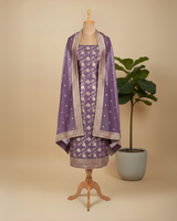 Banarsi Silk Suit With All Over Zari Weaving Work