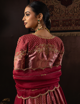 Cherry Pink Zardozi Banarasi Silk Lehenga Set