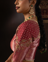Cherry Pink Zardozi Banarasi Silk Lehenga Set