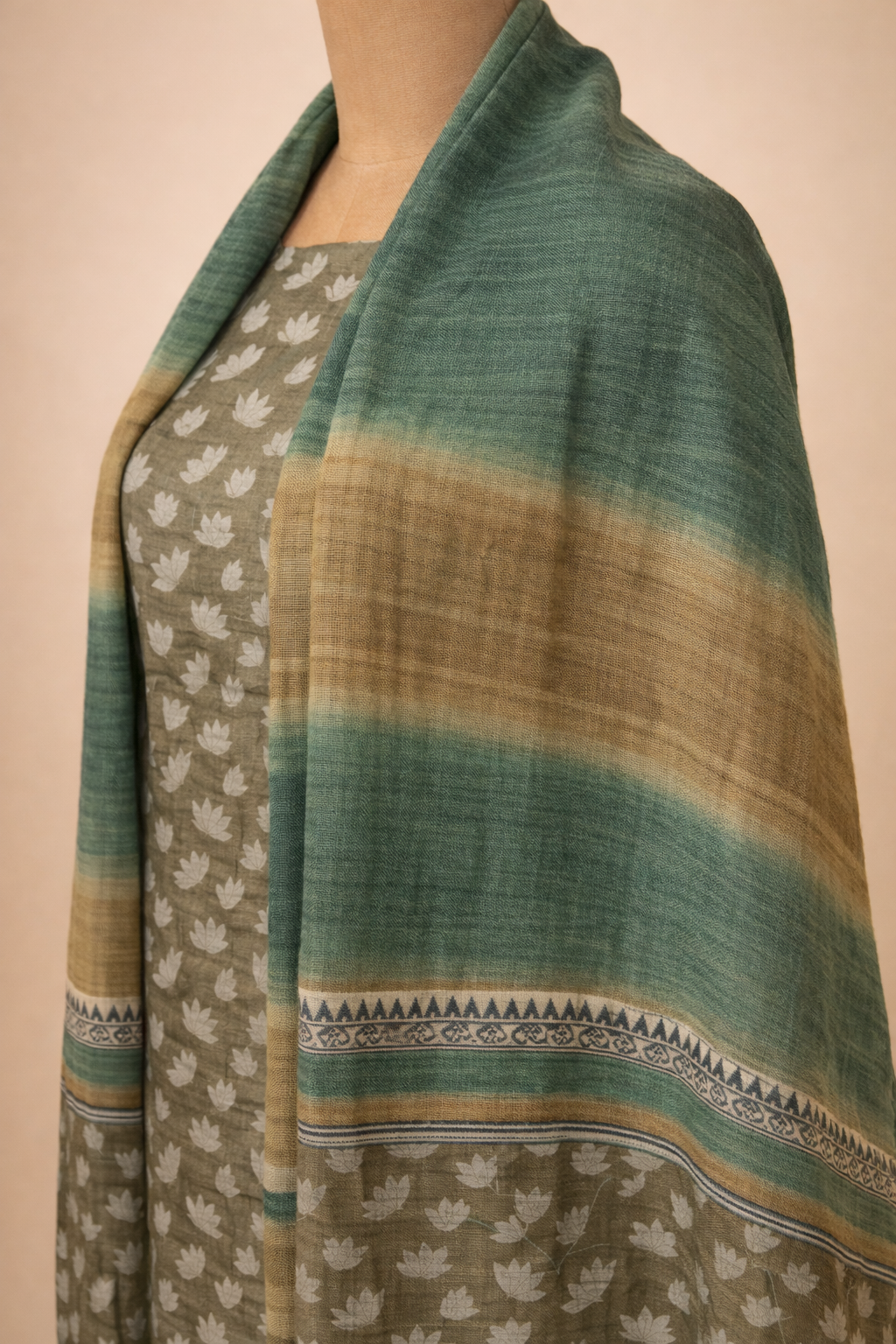 Pure Matka Silk Suit With All Over Block Print work