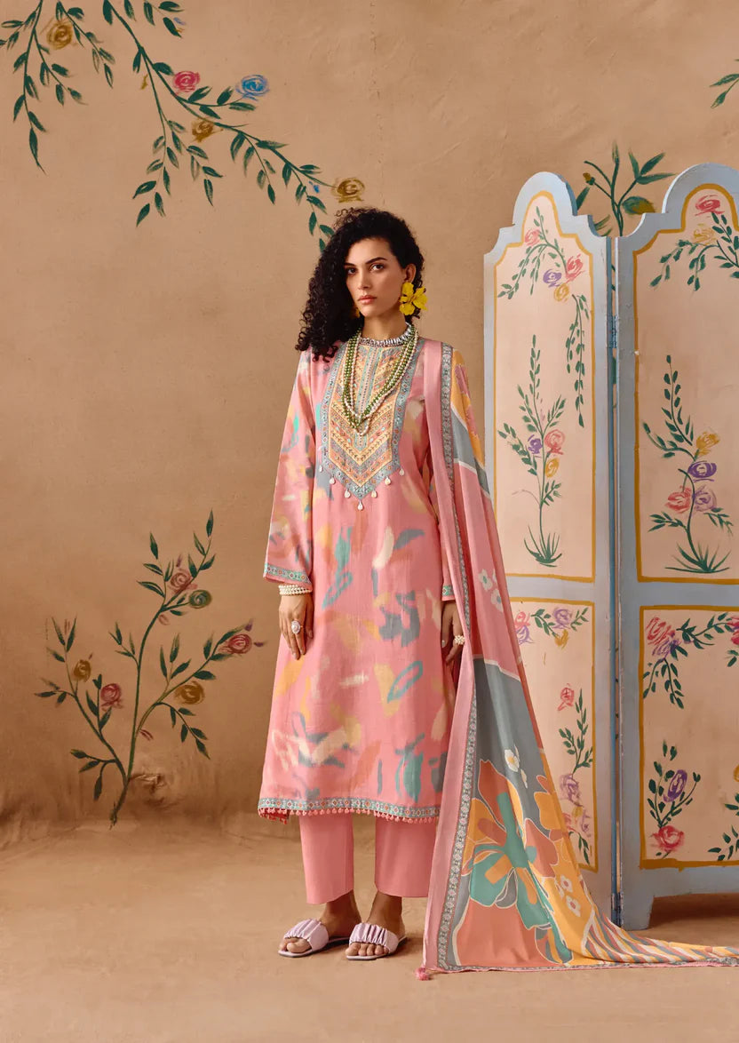 Pure Hamp Linen Suit With Heavy Khatli Hand Work