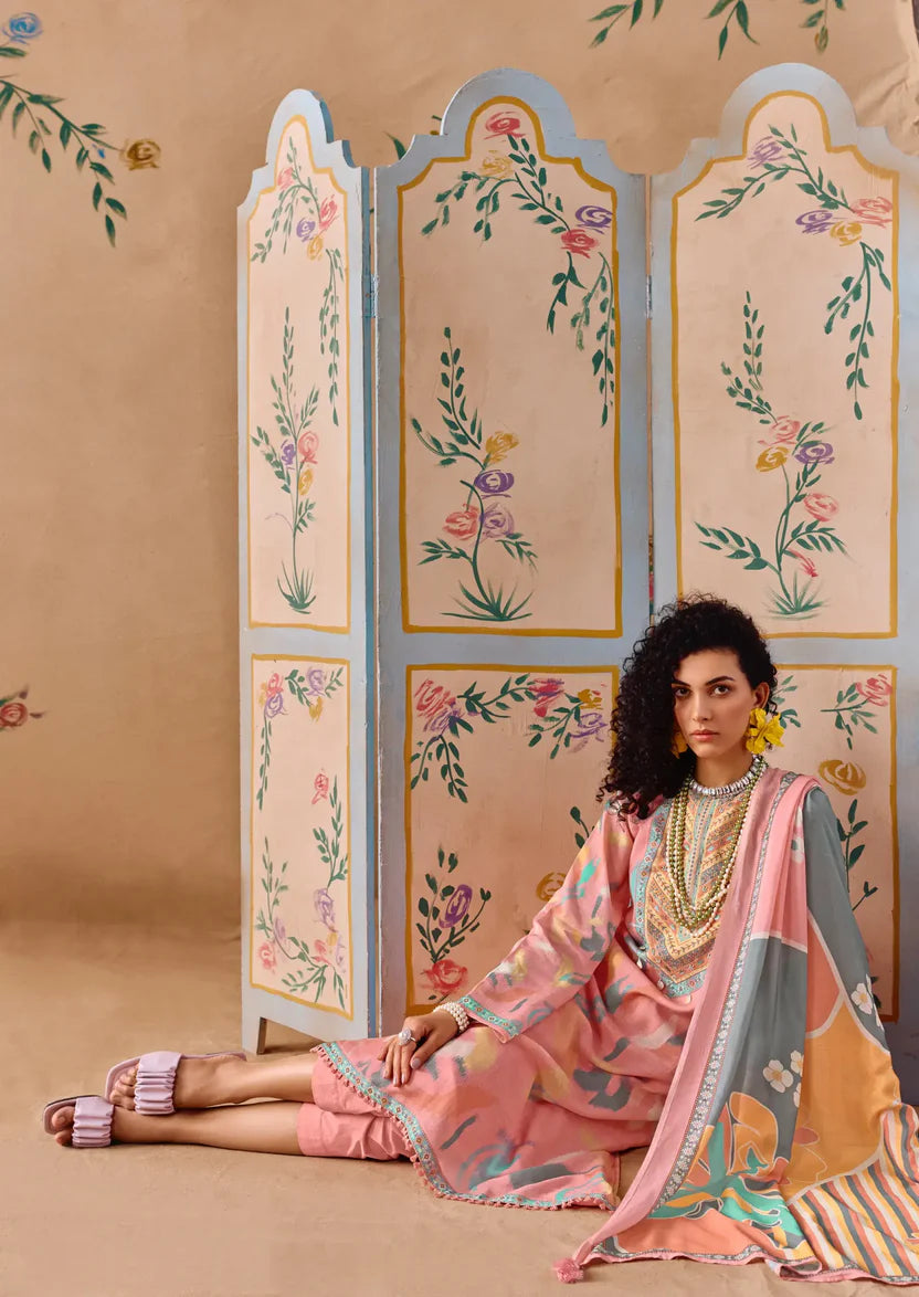Pure Hamp Linen Suit With Heavy Khatli Hand Work