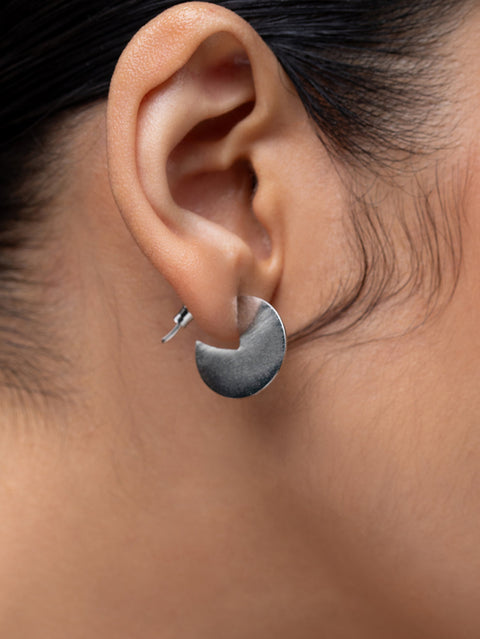 Silver Crescent Earrings