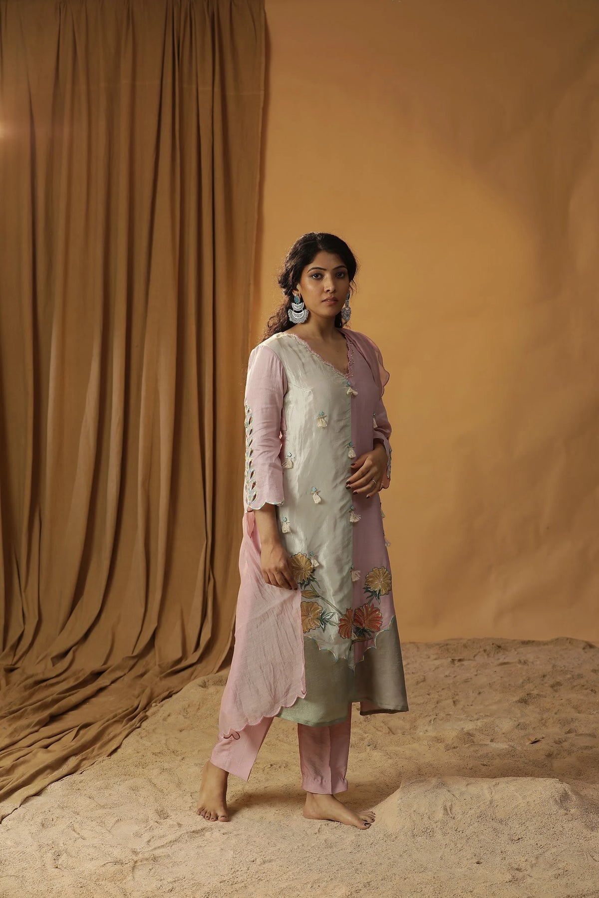Baby Pink Chanderi Silk Suit set