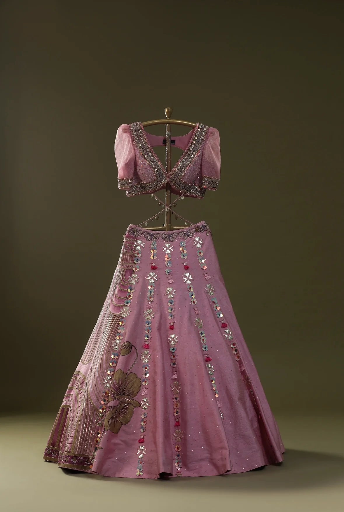 Rosy Pink Handpainted Lehenga Set