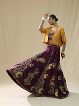Purple Brushstroke Lehenga Set