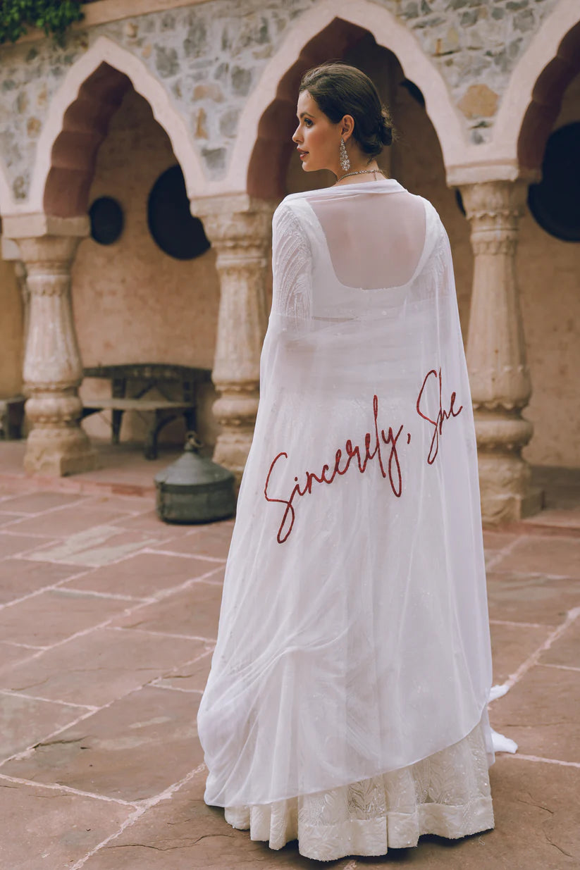 White Embroidered Lehenga Set