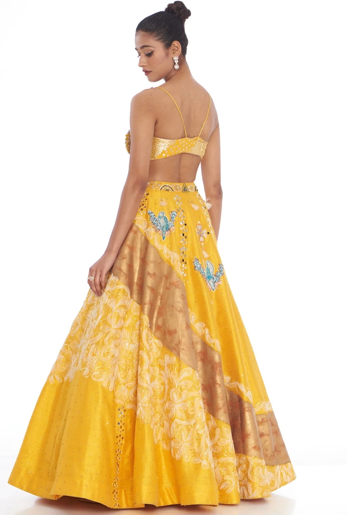 Yellow Foil Handpainted Lehnga Set