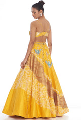 Yellow Foil Handpainted Lehnga Set