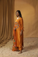 Brunt Orange Bird Embroidered Suit Set