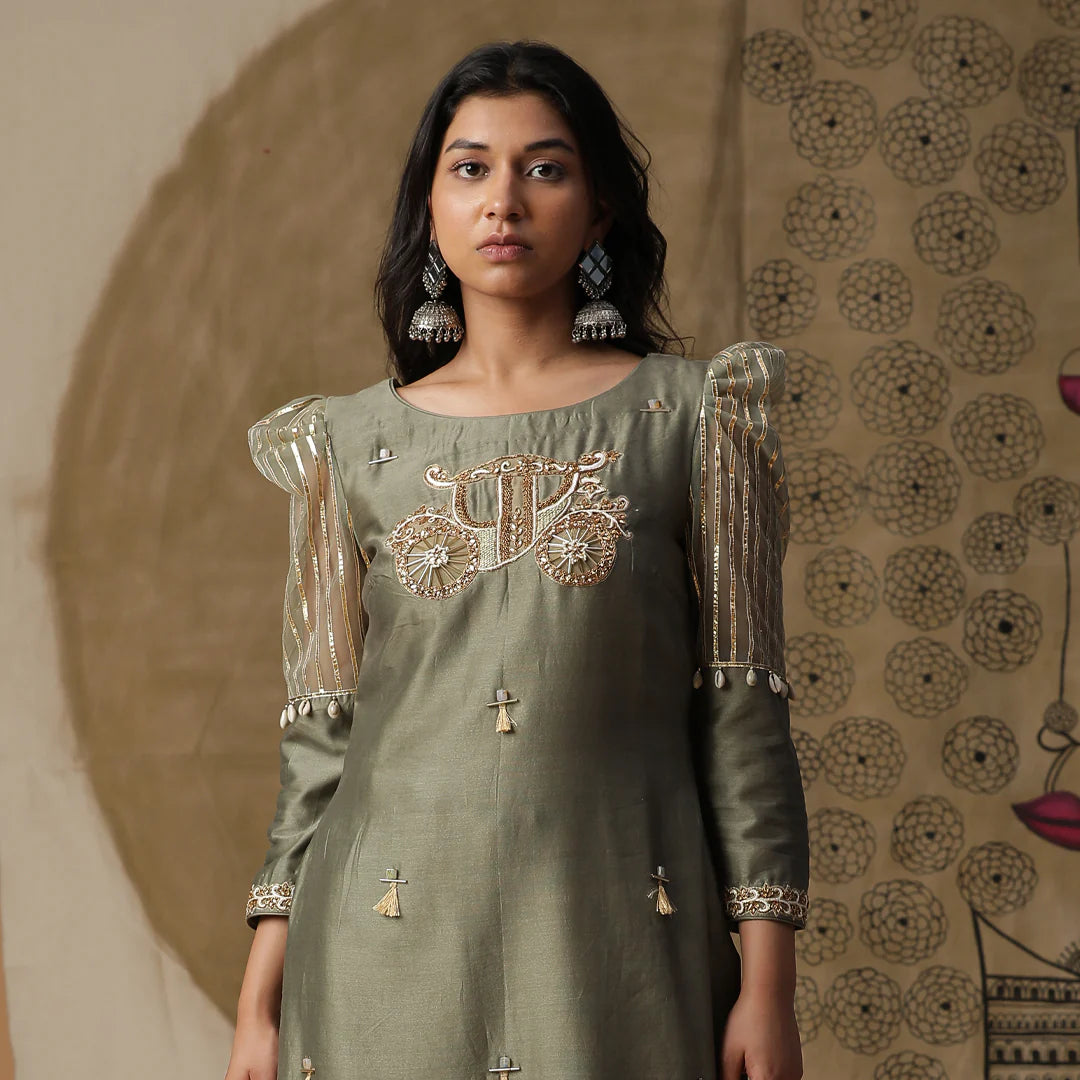Olive Green Palki Suit Set